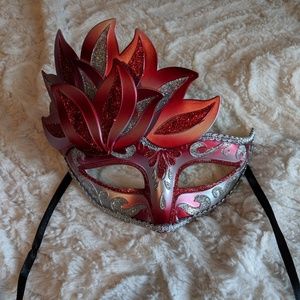 Red and Silver Masquerade Mask